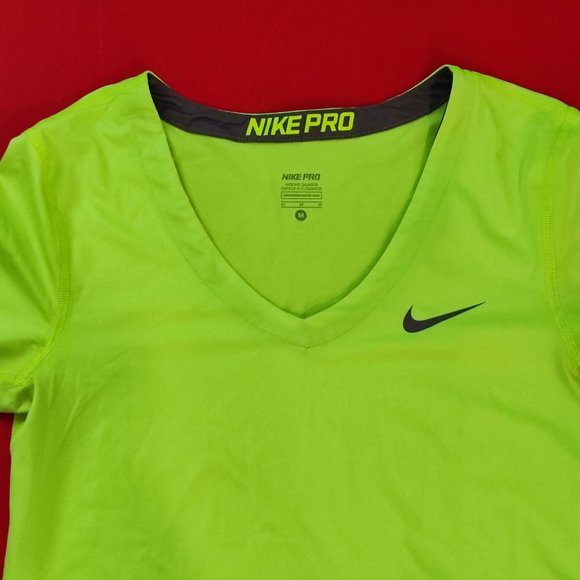 Nike Pro dri-fit athletic shirt neon green women's size M - Picture 2 of 7